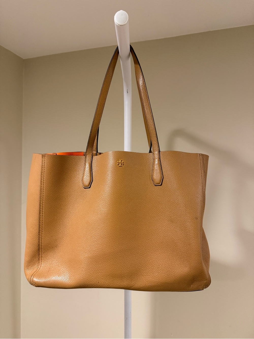 Tory Burch Cognac Pebbled Leather Tote